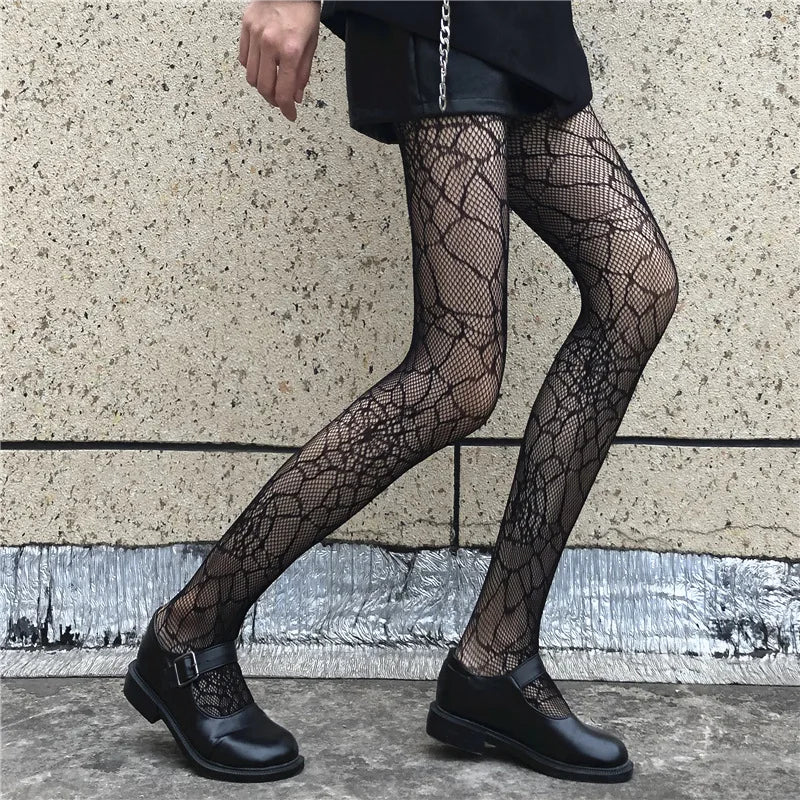 Spider Web Pattern Fishnet Tights Gothic Alternative Fashion Mesh Hosiery