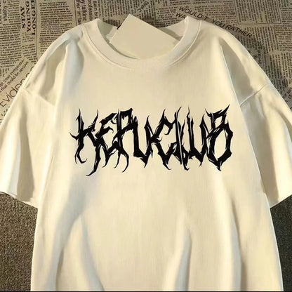 Dark Graphic Streetwear Cotton T-Shirt With Oversized Urban Artwork Style