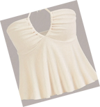 Cross Strap Halter Backless Crop Top with Flared Hem Contemporary Streetwear Style