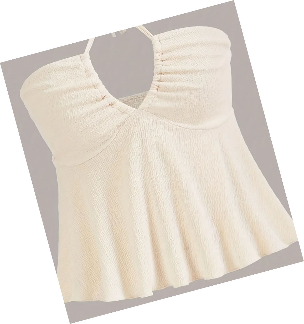 Cross Strap Halter Backless Crop Top with Flared Hem Contemporary Streetwear Style