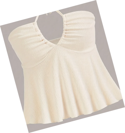 Cross Strap Halter Backless Crop Top with Flared Hem Contemporary Streetwear Style