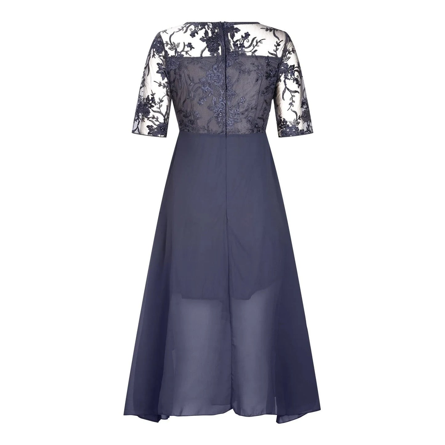 Textured Tea Length Dress With Soft Volume And Refined Drape