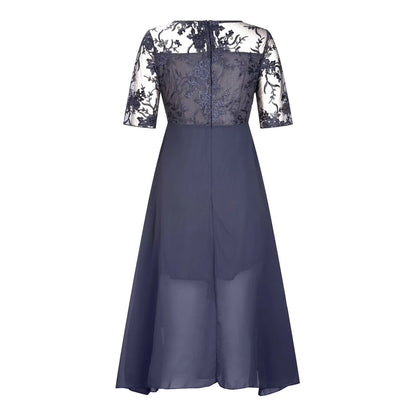 Textured Tea Length Dress With Soft Volume And Refined Drape