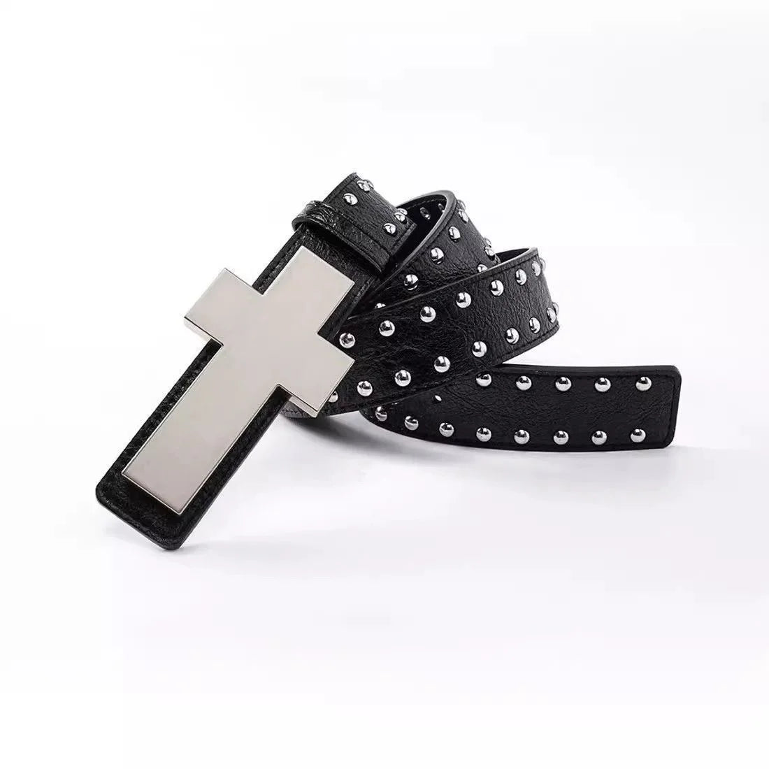 Cross Buckle Studded Belt for Gothic, Y2K and Punk Streetwear