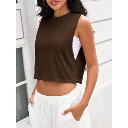 Women's Boxy Cropped Tank Top for Casual Athletic Streetwear Everyday Summer Comfort Style