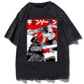 Bold Anime Action Manga Oversized Washed Cotton Streetwear Graphic T-Shirt