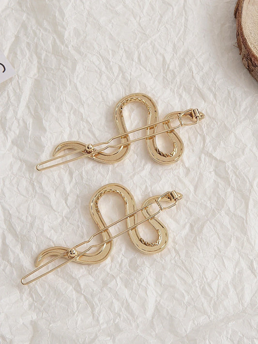 Serpent Hair Clip Set Gothic Nature Inspired Statement Fashion Accessories