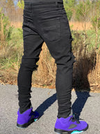 Men's Distressed Skinny Denim Jeans with Ripped Details and Stretch Streetwear Fit