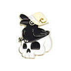 Stay Weird Skeleton Reader Gothic Enamel Pin for Alternative Fashion Styling
