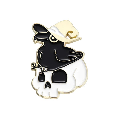 Stay Weird Skeleton Reader Gothic Enamel Pin for Alternative Fashion Styling