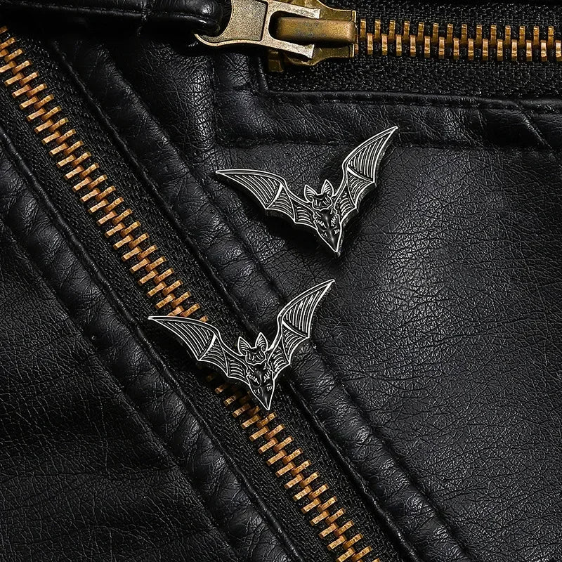 Minimalist Bat Silhouette Gothic Brooch Pin for Dark Alternative Fashion - BigCat Streetwear