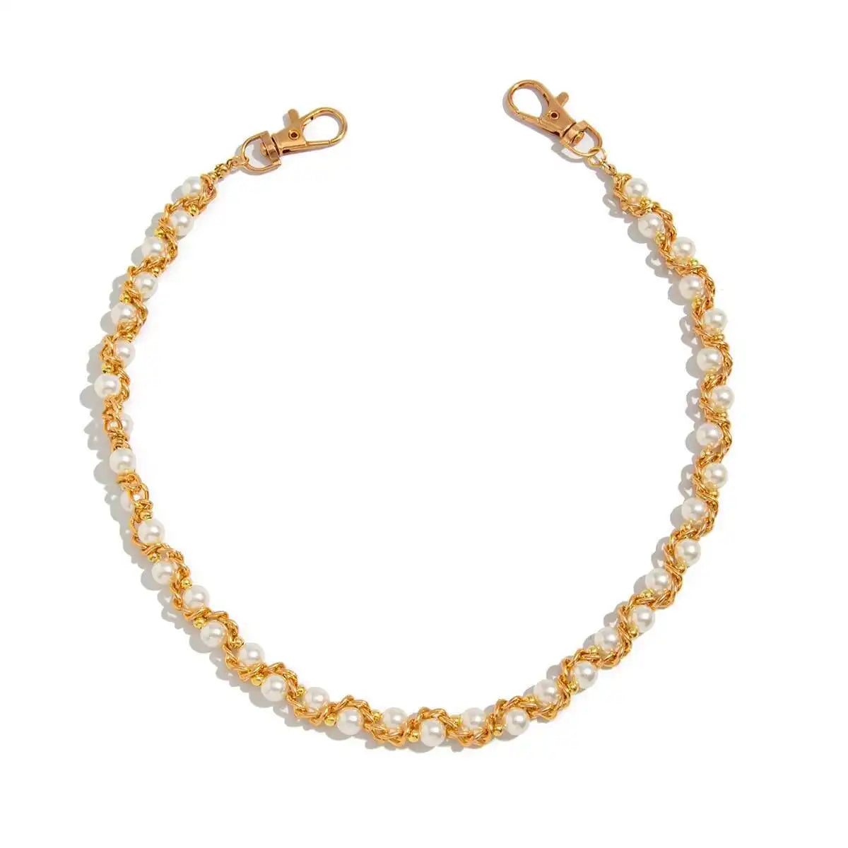 Alternative Pearl Accent Wallet Chain for Grunge, Punk and Y2K Streetwear