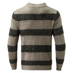 Men's Relaxed Fit Striped Flat Knit Crew Neck Streetwear Sweater Pullover