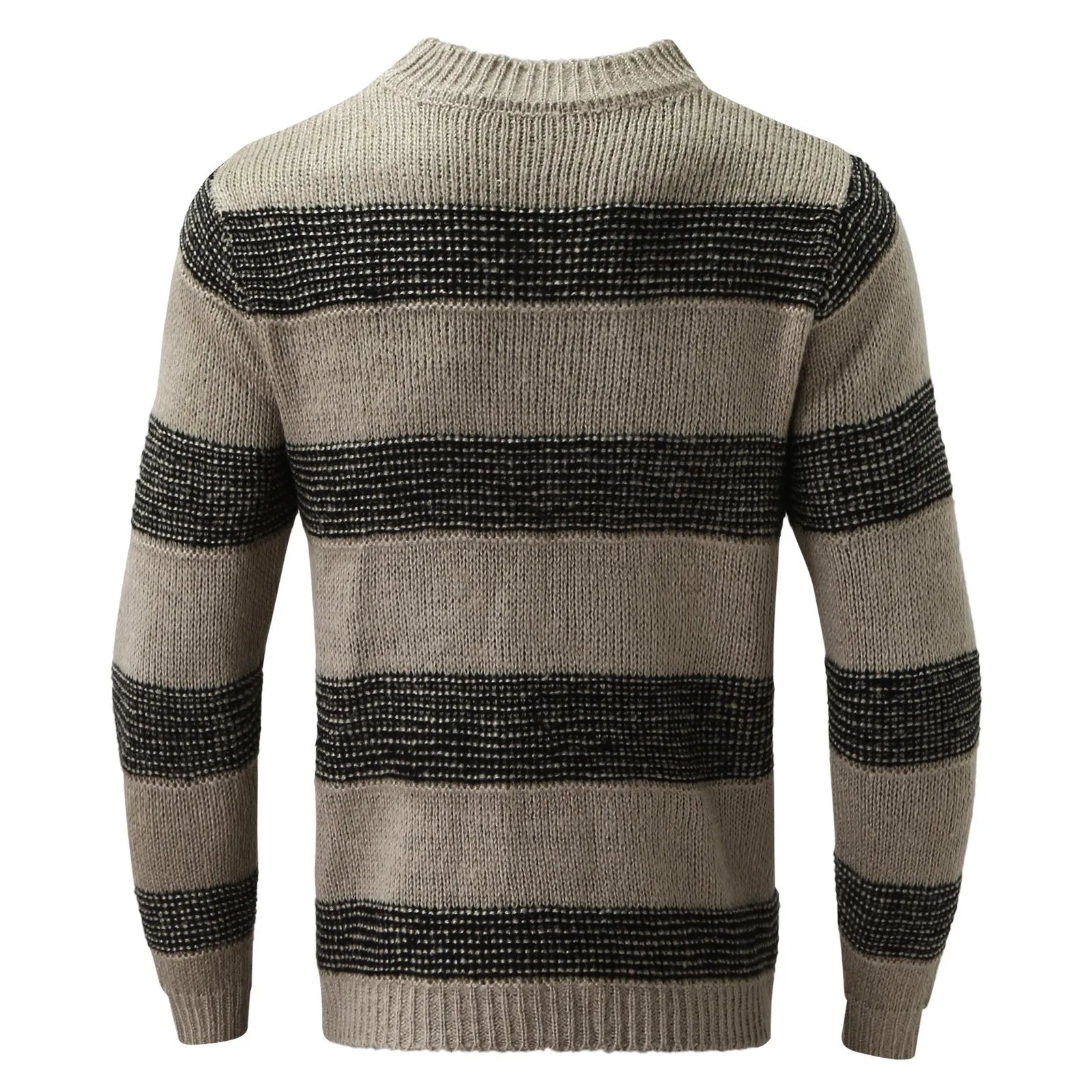 Men's Relaxed Fit Striped Flat Knit Crew Neck Streetwear Sweater Pullover
