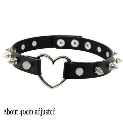 Heart Lock Spike Choker Necklace for Gothic Punk Alternative Fashion