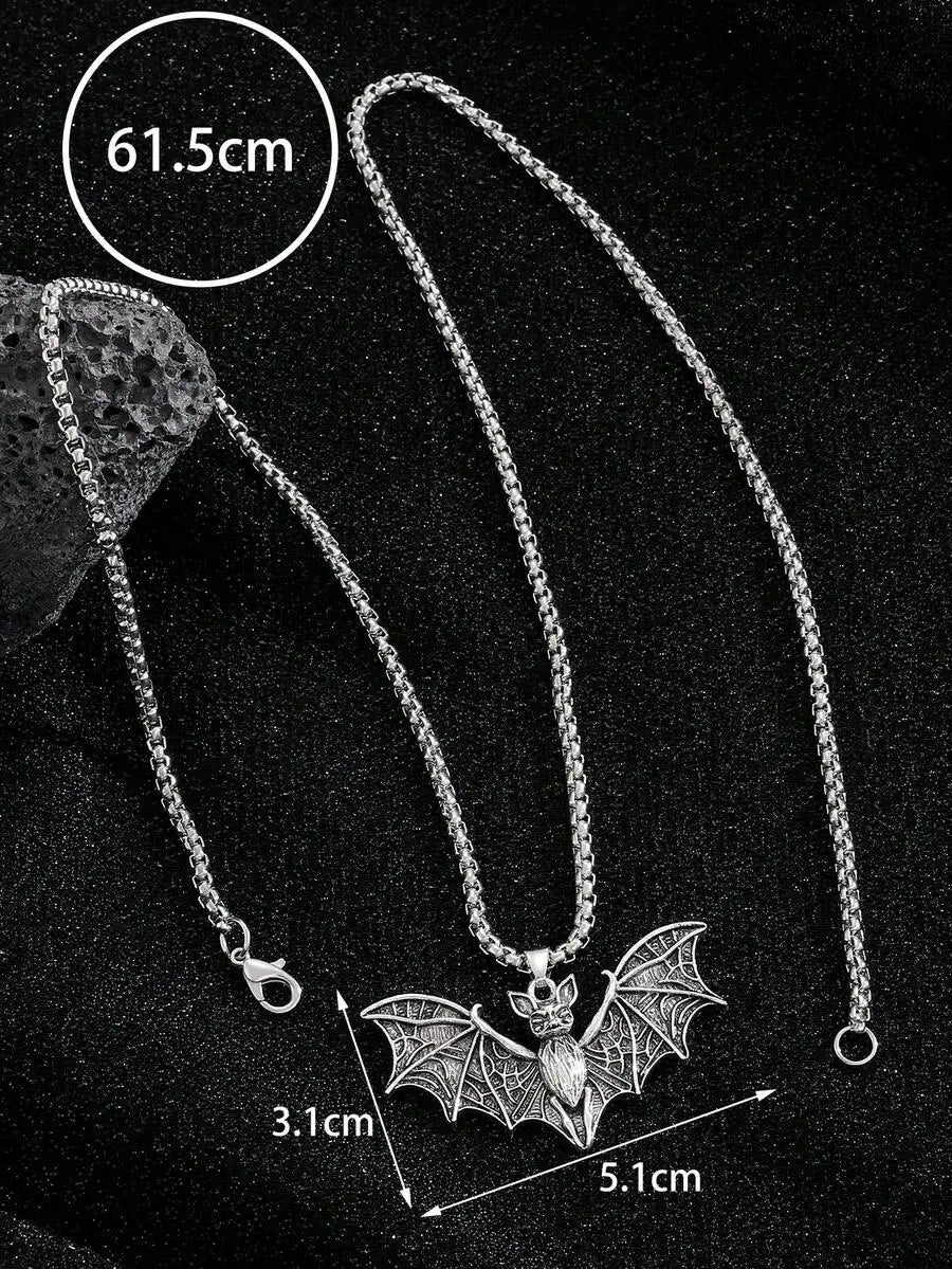 Vintage Gothic Bat Pendant Necklace With Punk Inspired Alternative Statement Chain Design