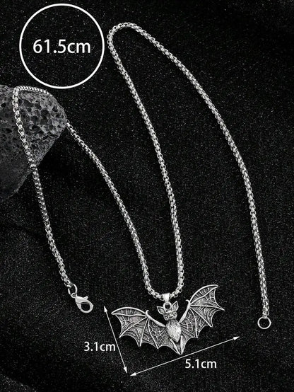 Vintage Gothic Bat Pendant Necklace With Punk Inspired Alternative Statement Chain Design