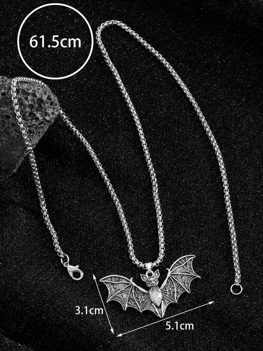 Vintage Gothic Bat Pendant Necklace With Punk Inspired Alternative Statement Chain Design