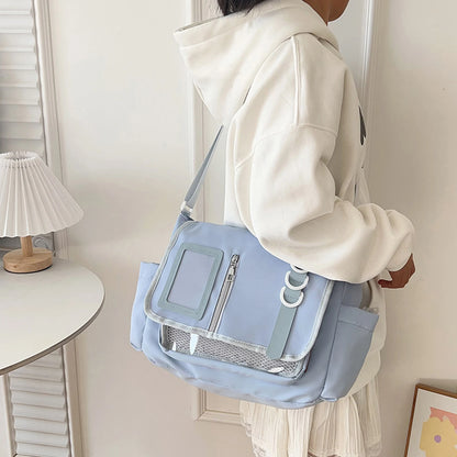 Utility Nylon Crossbody Messenger Bag with Multi Panel Streetwear Styling