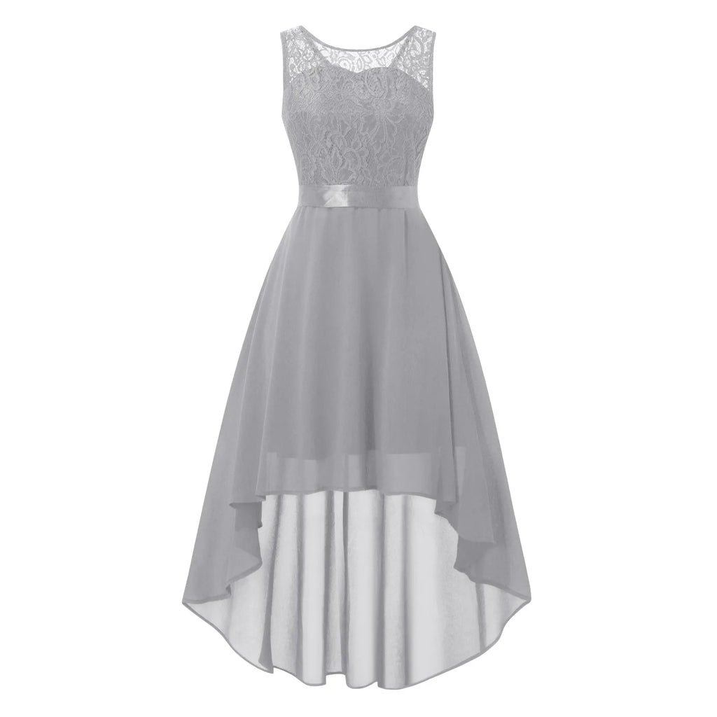Sleeveless High Low Maxi Dress With Waist Tie Detail