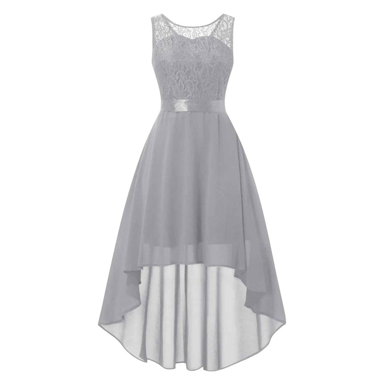 Sleeveless High Low Maxi Dress With Waist Tie Detail