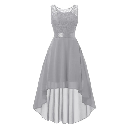 Sleeveless High Low Maxi Dress With Waist Tie Detail