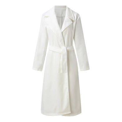 Women's Long Tailored Button Front Coat Relaxed Casual Everyday Layering Outerwear