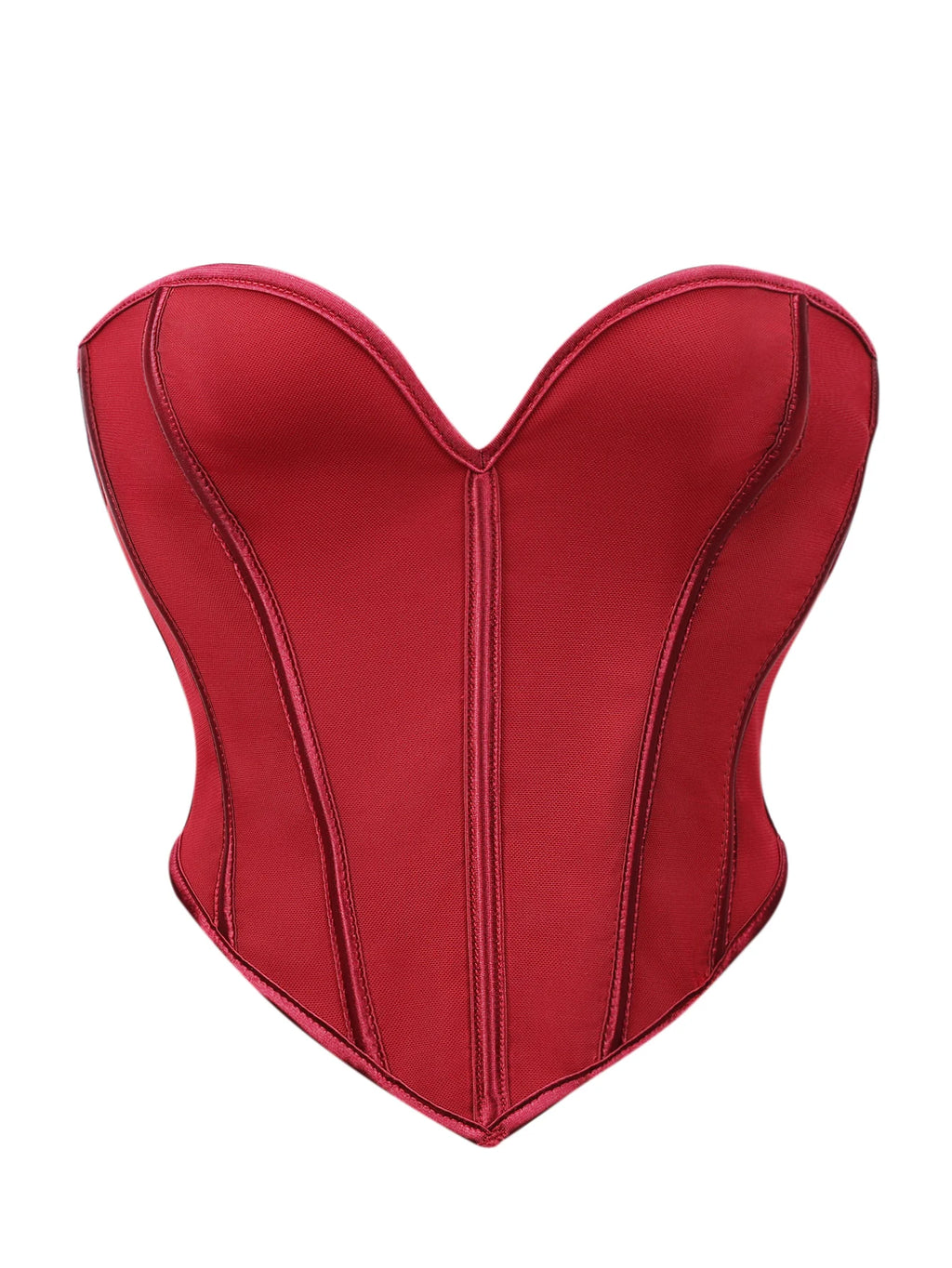 Minimalist Black Strapless Sweetheart Corset with Plunging Neckline