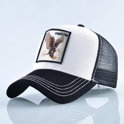 Embroidered Patch Mesh Trucker Cap Adjustable Curved Brim Casual Streetwear Outdoor Hat