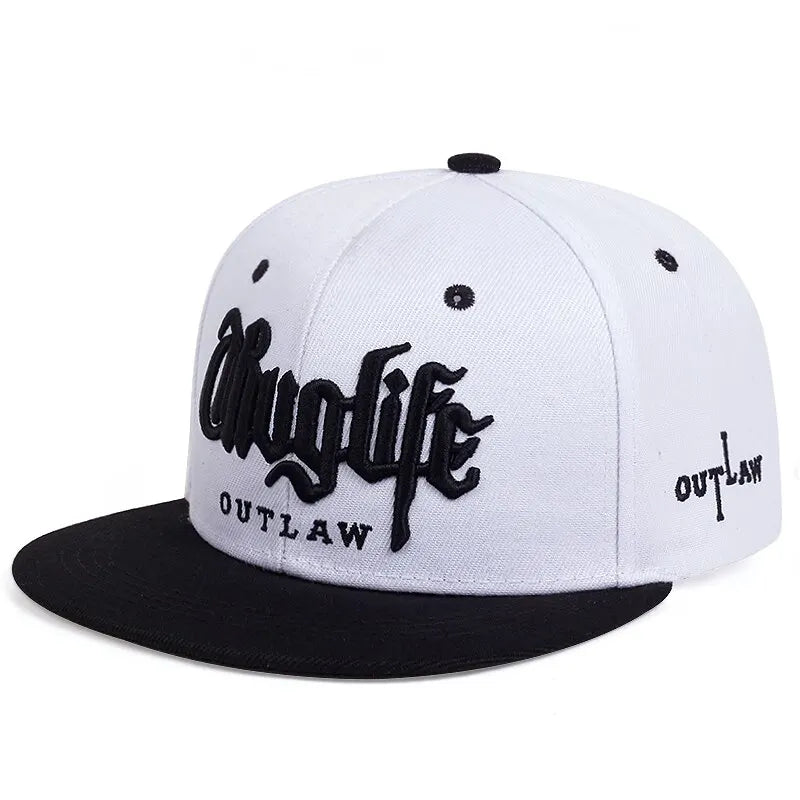 Embroidered Flat Brim Snapback Cap Adjustable Hip Hop Streetwear Baseball Hat