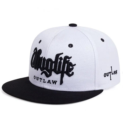 Embroidered Flat Brim Snapback Cap Adjustable Hip Hop Streetwear Baseball Hat