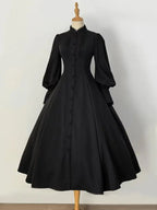 Victorian Gothic Hooded Dress with Layered Alternative Fashion Silhouette