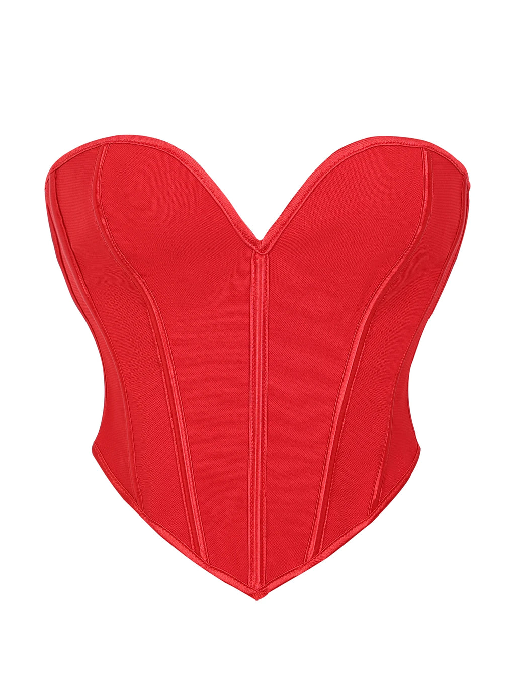 Minimalist Black Strapless Sweetheart Corset with Plunging Neckline