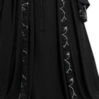 Dramatic Gothic Maxi Dress with Flared Sleeves and Ornate Trim