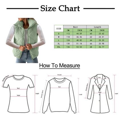 Women's Quilted Sleeveless Puffer Vest Relaxed Lightweight Streetwear Layering Waistcoat