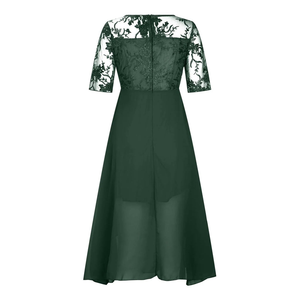 Textured Tea Length Dress With Soft Volume And Refined Drape
