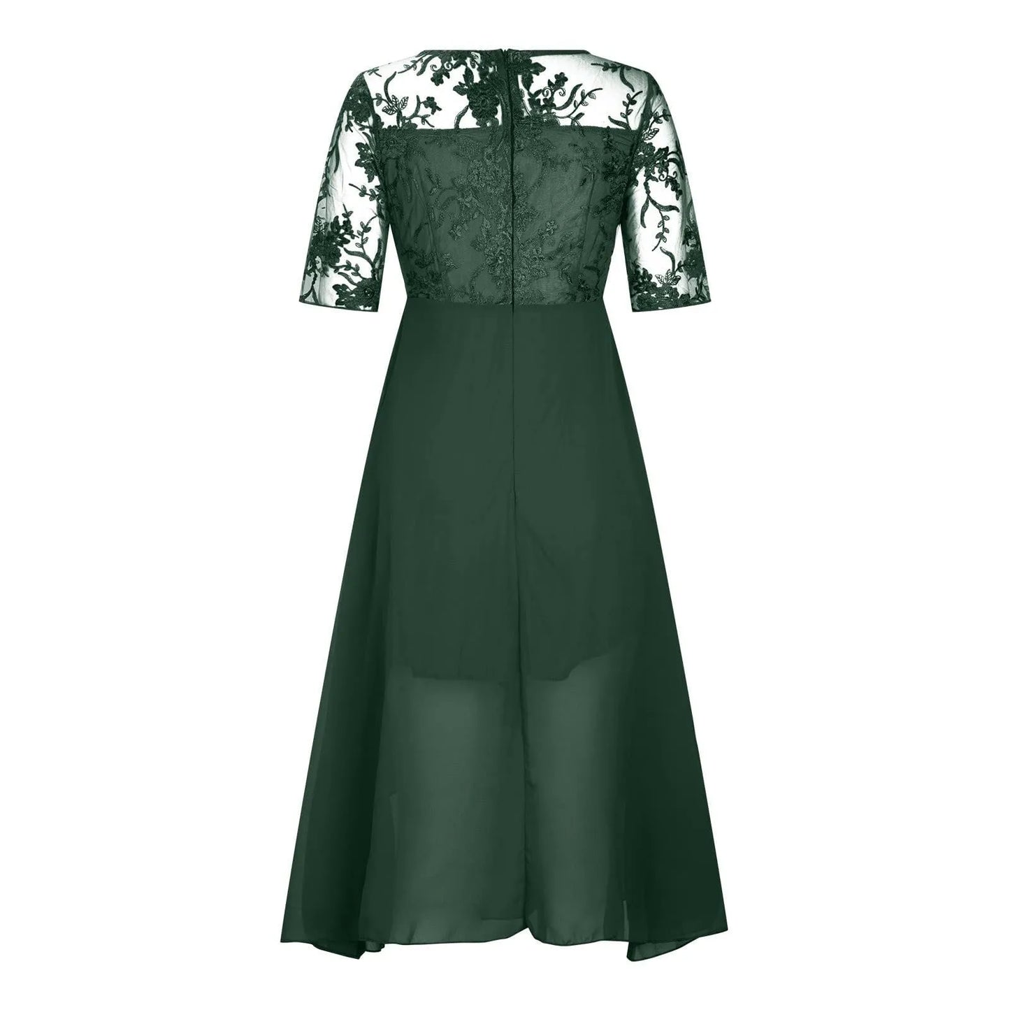 Textured Tea Length Dress With Soft Volume And Refined Drape