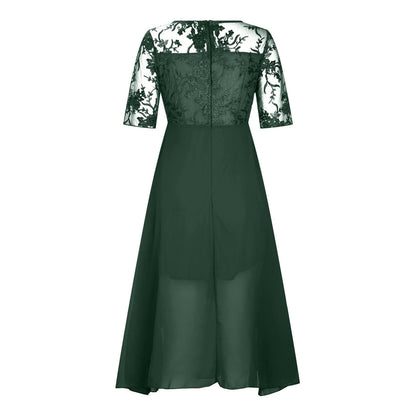 Textured Tea Length Dress With Soft Volume And Refined Drape