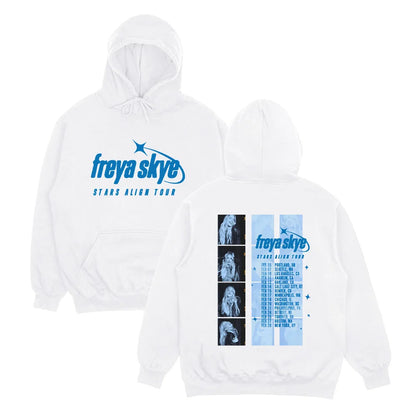 Vintage Tour Style Graphic Hoodie with Front and Back Artwork Streetwear Fit