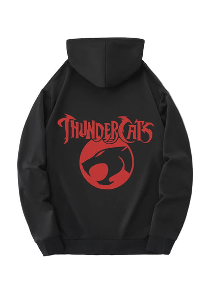 Retro Anime Streetwear Hoodie with Thunder Beast Manga Graphic Design