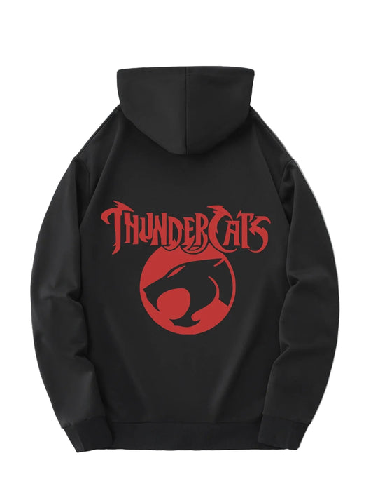 Retro Anime Streetwear Hoodie with Thunder Beast Manga Graphic Design