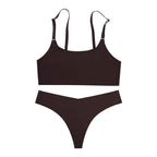 Seamless Square-Neck Minimalist Bralette and High-Leg Brazilian Thong Set