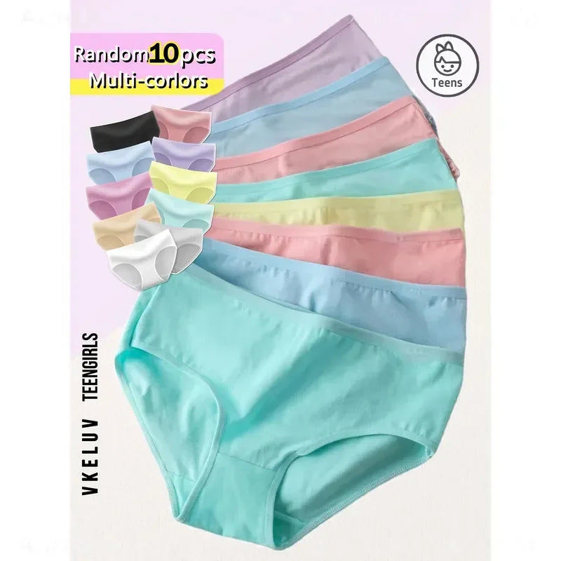 10-Piece Women’s Assorted Pastel Triangle Briefs Set in Macaron-Inspired Colors with Elastic Waistbands