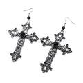 Ornate Cross Drop Earrings for Gothic Punk and Dark Romantic Styling