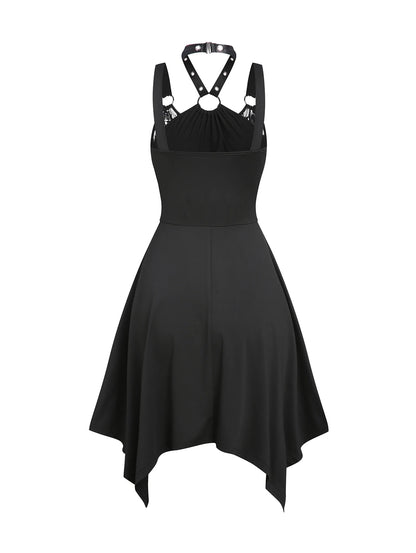 Gothic Kawaii Asymmetrical Dress with Alternative Harajuku Streetwear Aesthetic