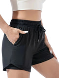 Women's High Waist 2-in-1 Quick Dry Running Shorts with Functional Pockets and Athletic Fit