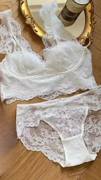 Plunging Floral Lace Longline Bralette with Scalloped Trim and Open Back Design