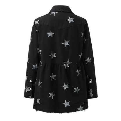 Star Pattern Streetwear Bomber Jacket with Relaxed Casual Urban Fit
