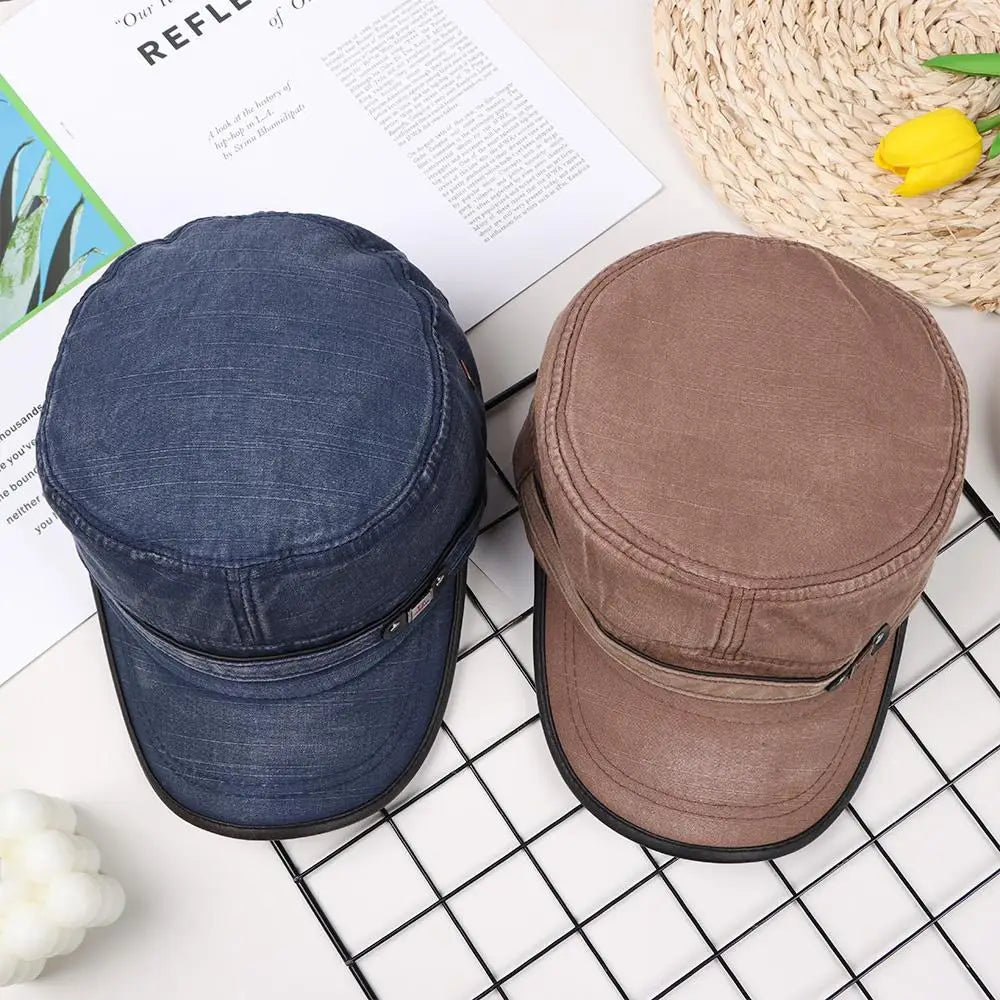 Breathable Cotton Military Cadet Cap with Flat Top Design for Outdoor Casual Streetwear