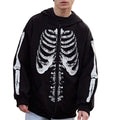 Skeleton Graphic Zip Hoodie with Anime Goth Streetwear Aesthetic
